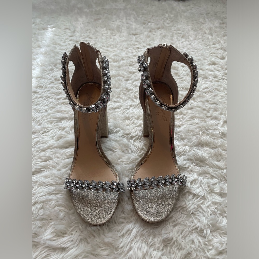 Jewel Badgley Mischka Mayra Ankle Strap Evening Shoe - gold glitter - Picture 3 of 8